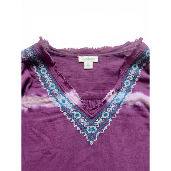 Sundance Tripoli Floral Embroidered Purple Tie-Dye Long Sleeve Top XS Women's - Picture 4 of 7